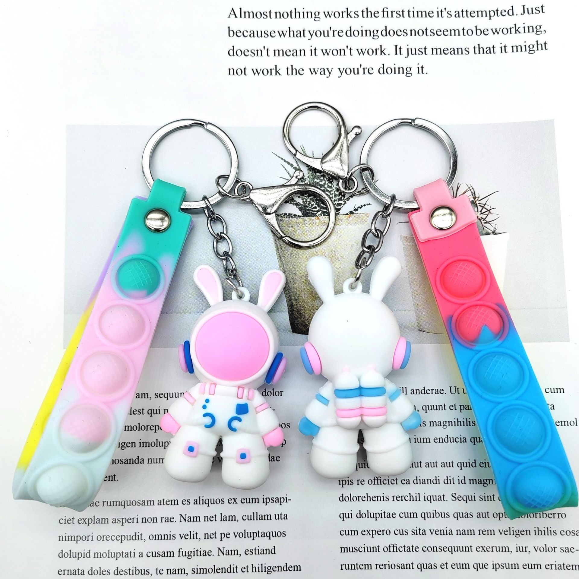 Cute Rabbit Silica Gel Women's Bag Pendant Keychain display picture 2