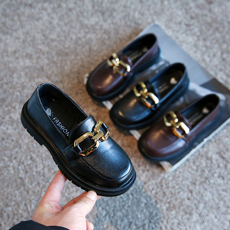 虎班长2022春季新款皮鞋 男女童韩版休闲鞋学生表演童鞋 一件代发|ms