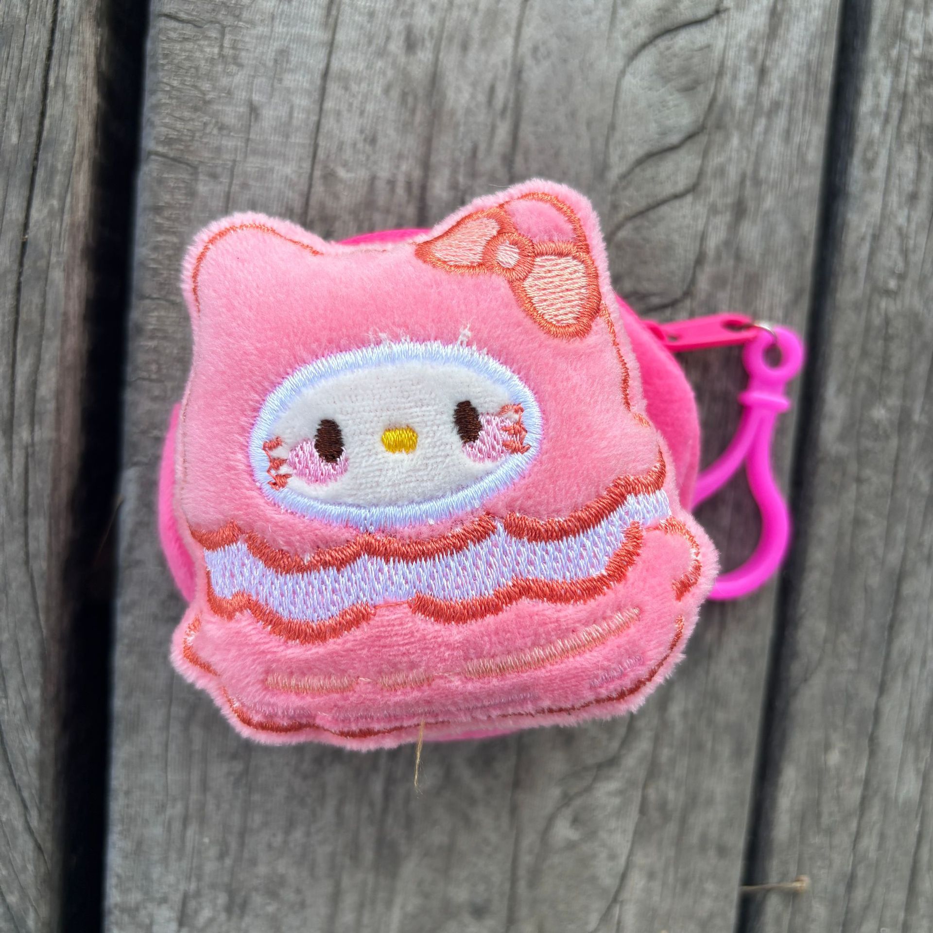 작은 원형 가방 - 햄버거 디자인 [핫핑크]