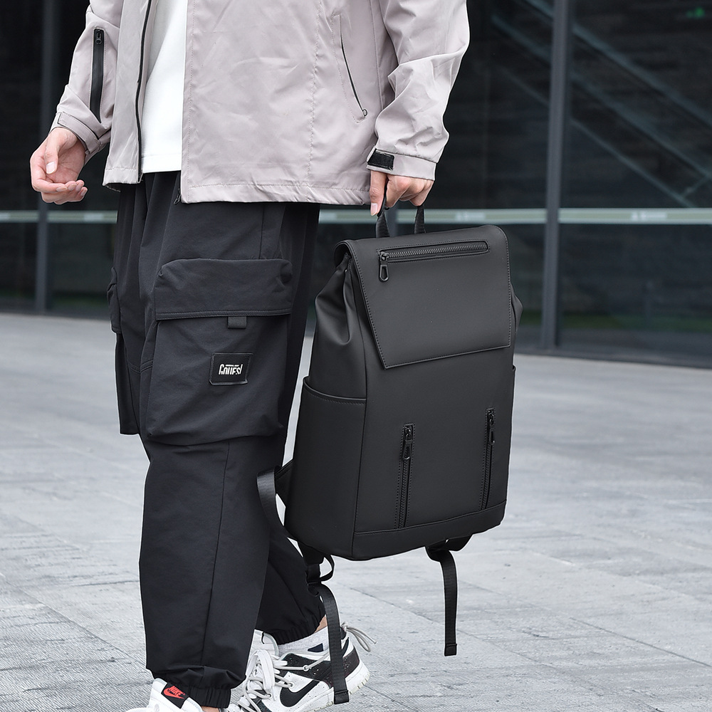 Large Capacity Men's Backpack Waterproof Casual Travel Commuting Business Trip Laptop Leather Film Student School Bag_voghion.com