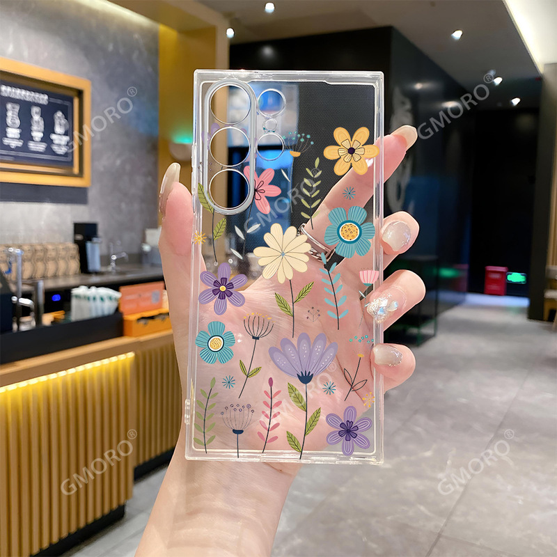 Foreign trade phone case with artistic style and colorful floral pattern, Galaxy S25 transparent TPU, Samsung S4 Ultra full-cover soft case Foreign trade phone case with artistic style and colorful floral pattern, Galaxy S25 transparent TPU, Samsung S4 Ultra full-cover soft case
