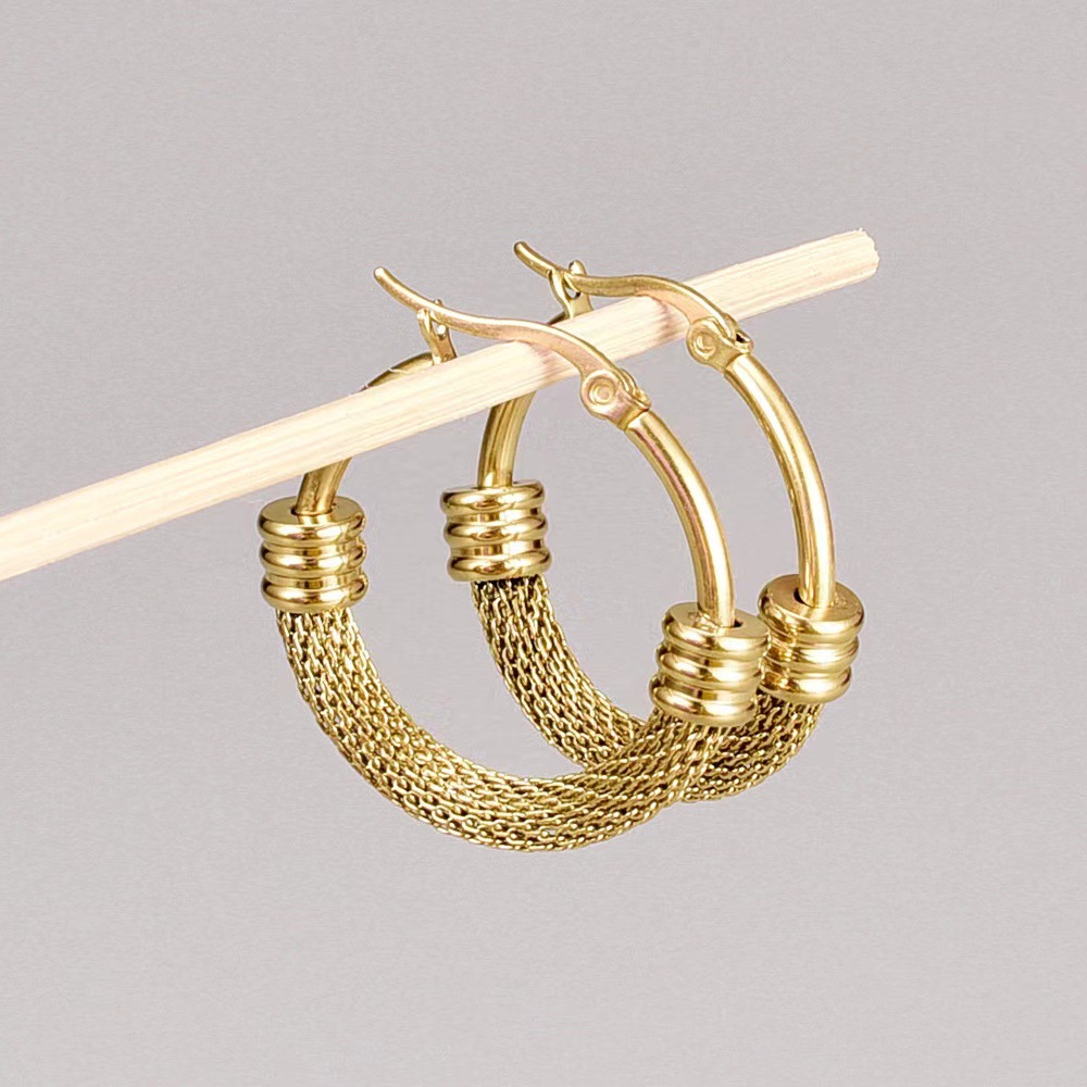 Fashion Round Stainless Steel Plating Hoop Earrings 1 Pair display picture 1