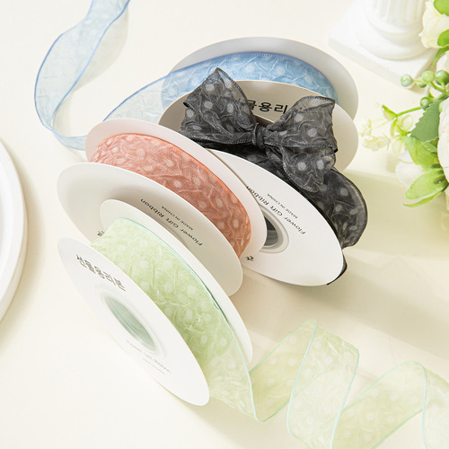 Texture-embellished edge pleated dot snow woven ribbon DIY bow hair accessory floral evening dress collar flower hat accessory