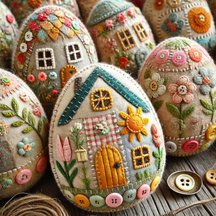 �羳��ƷPatchwork Felt Egg House DIY Kit�ͻ�ʵ����ϰ��S��