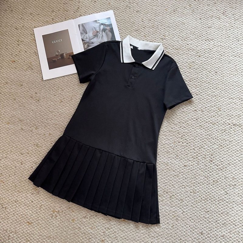 2026 F Brand New Summer Women's Dress Classic Polo Collar Pleated Dress Y0056