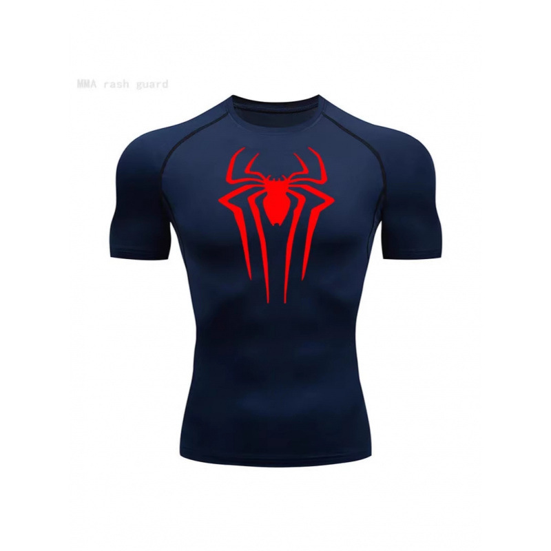 Spider-Man Printed Clothing, Tight-Fitting Sports Short-Sleeved T-Shirt, Quick-Drying Cross-Border Men's Manufacturer Wholesale Spider-Man Printed Clothing, Tight-Fitting Sports Short-Sleeved T-Shirt, Quick-Drying Cross-Border Men's Manufacturer Wholesale