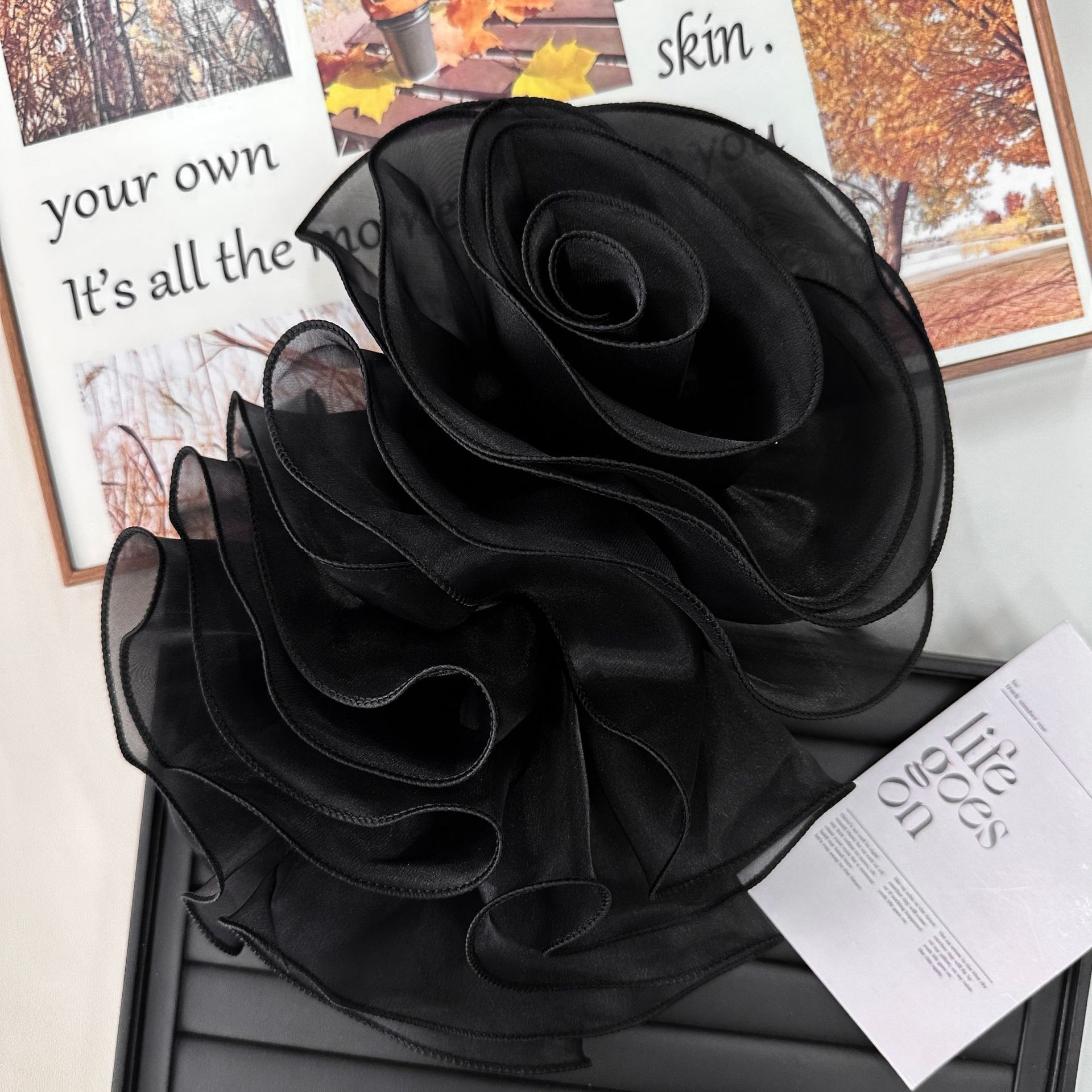 Venta al por mayor de gasa multicapa pliegues tridimensionales flores rosas hilo esponjoso encaje ropa zapatos sombreros bolsos decoración creativa excelente image 3