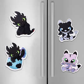 卡通动物龙动画磁吸冰箱贴冰箱装饰橡胶软胶磁性便捷留言贴