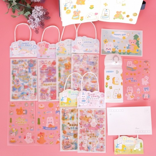 Wholesale notebook stickers cute tote bag stickers PET girl stickers creative cartoon stickers ins style notebook 