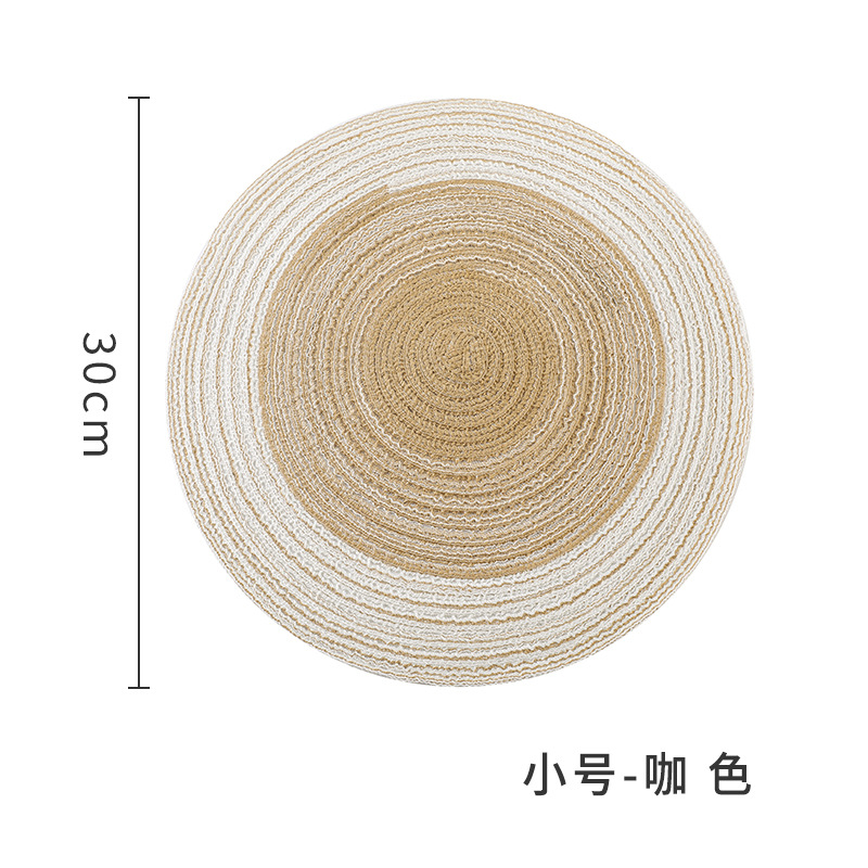 A3045 estera redonda de aislamiento estera de mesa estera de comida occidental nórdica estera de taza de té estera de placa de lino de algodón japonés