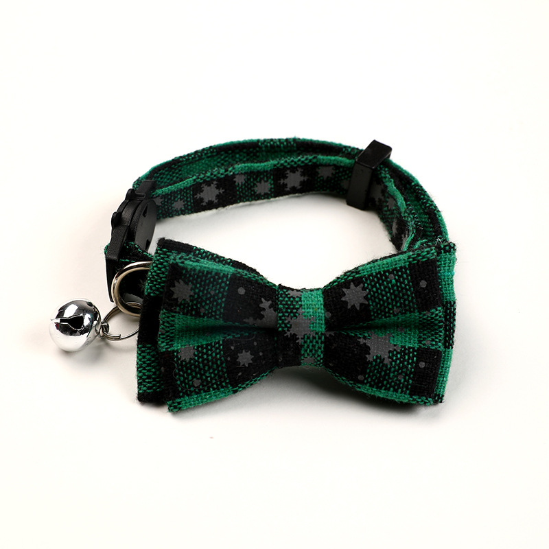 Collar de mascotas de Navidad cuadrado británico collar de gato con collar de gato con campana