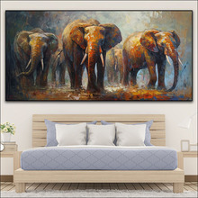 工厂批发现代简约大象背景墙装饰画客厅沙发动物床头壁画晶瓷画