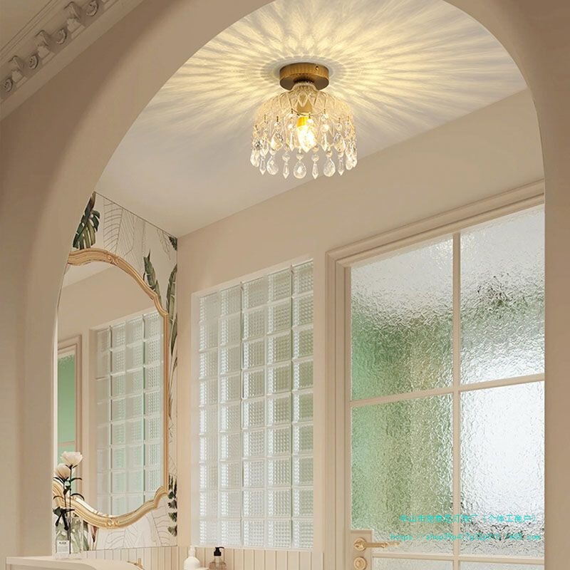 Aisle Light, Corridor Atmosphere Light, Modern Simple Cream French Light Luxury Crystal Light, Entrance Hall Balcony Ceiling Light