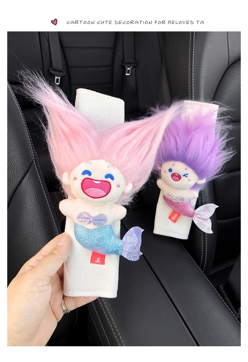 The United States blew up the mermaid car seat belt shoulder pad cotton doll doll car ornaments car decoration women