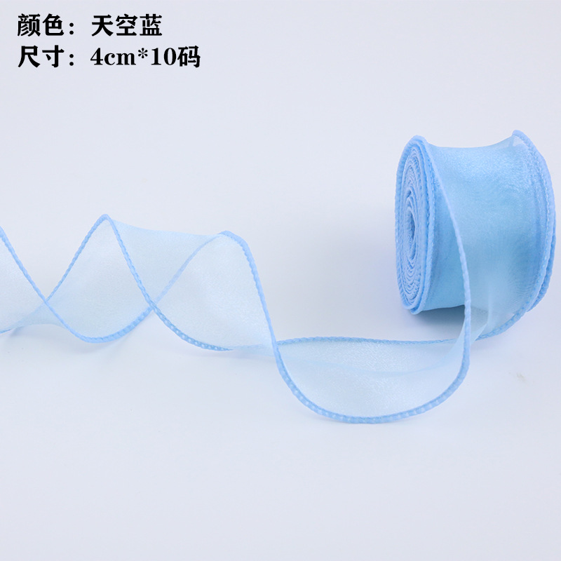 En stock al por mayor 4cm Phnom Penh fishtail hilo llano envuelto flor amplia cinta onda cinta ramo de flores material de embalaje