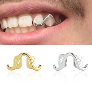 Unique Design Twisted Wave Mobius Shape Smooth Zircon Double Tooth Brace Couple Accessory Unisex