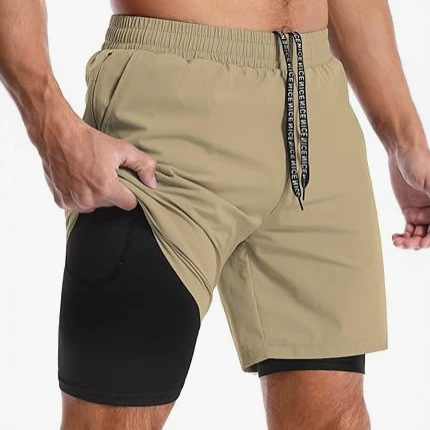 Cross-Border Amazon New Hot-Selling Men's Quick-Drying Breathable Lined Tennis Training Sports Fitness Shorts