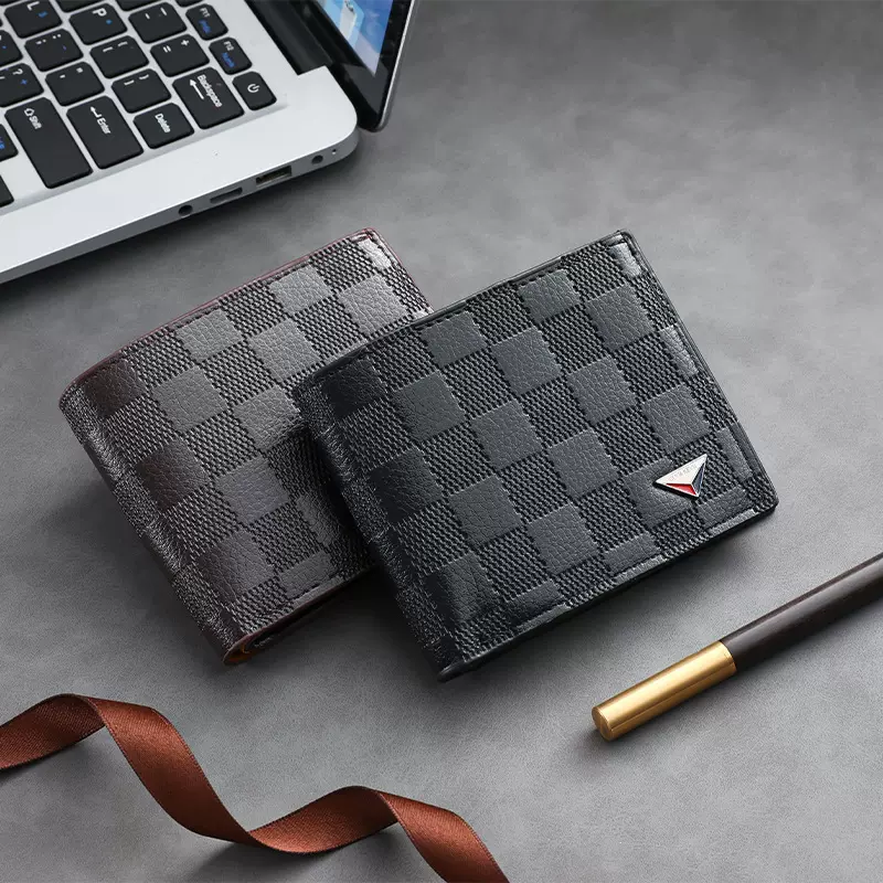 新款男士短款钱包薄款时尚商务休闲钱夹pu潮流皮夹厂家批发