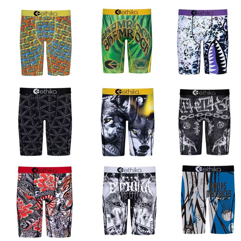 Men's Underwear Ethika Same Style Boxer Briefs Trendy Brand Ice Silk Underwear Men's Sports High-End Youth Boxer Briefs