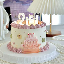 佳妍同款烘焙蛋糕装饰摆件宝宝生日周岁周年数字发光灯甜品台装扮