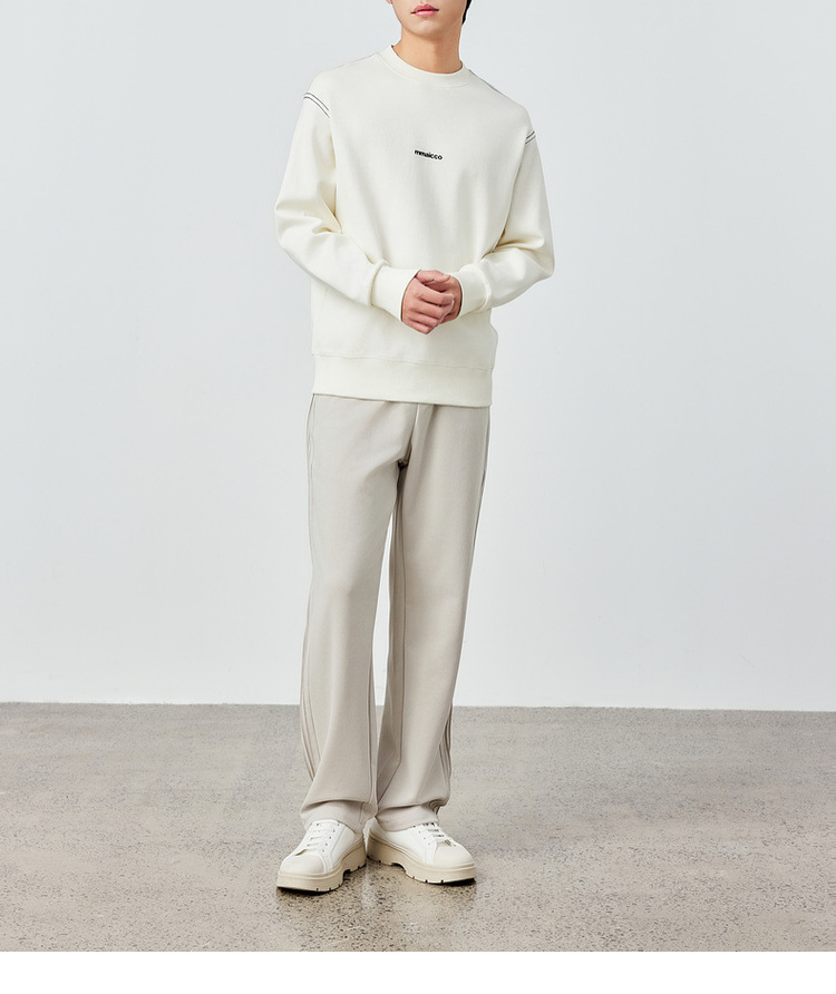 Áo thun nam cổ tròn in hình họa tiết nổi, chất liệu cotton dày 320g, kiểu mới thu đông — Màu be chi tiết 28