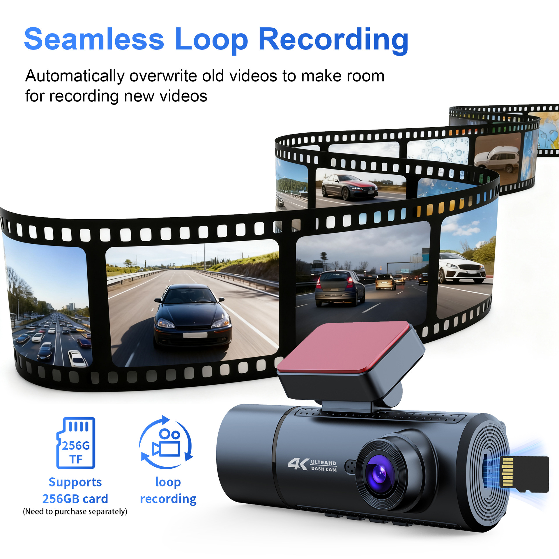 Night Vision Three-Lens 4K Wifi Connected Parking Monitoring Reversing Video Dash Cam 24-Hour Parking Monitoring