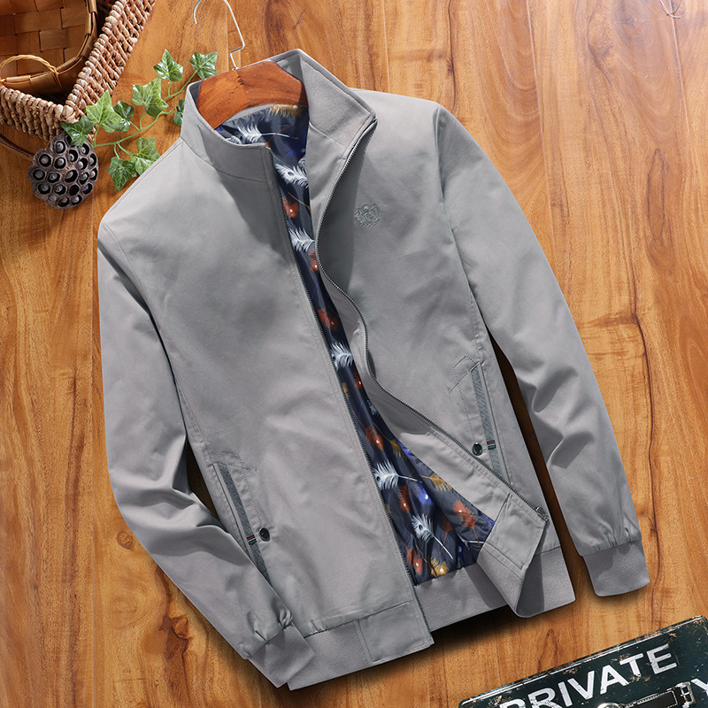 春秋季新款男士夹克立领中青年轻商务宽松休闲男装爸爸装外套批发