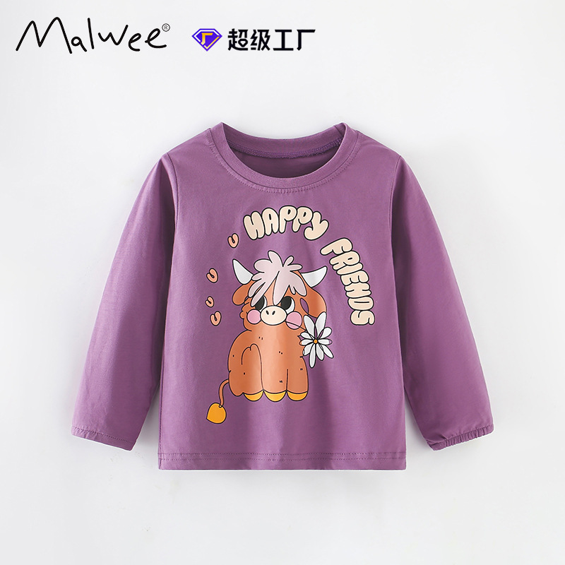 Transfronterizo malwee niño camiseta otoño invierno nuevo estilo europeo y americano niño de cuello redondo camiseta de manga larga impresión de otoño camiseta superior