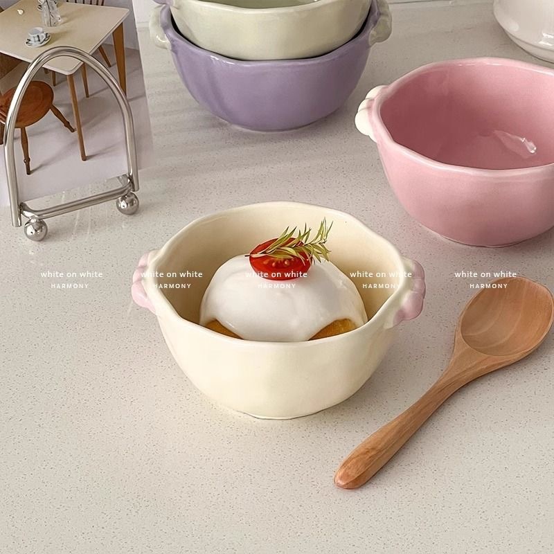 超可愛い～insガールセラミッククリーム釉下色丼寮女子家庭用食器高価値|undefined