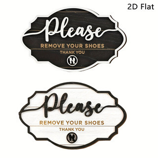 Two Rustic 2D Wooden Thickened Decorative Signs - Please Take Off Your Shoes Sign, for Use in Front of the Front Door, Without Any Text Two Rustic 2D Wooden Thickened Decorative Signs - Please Take Off Your Shoes Sign, for Use in Front of the Front Door, Without Any Text