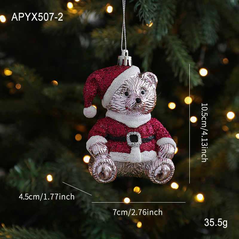 Nuevo producto colgante de plástico rosa rosa rosa de color colgante de dibujos animados pastel oso árbol de Navidad decoración de ventana