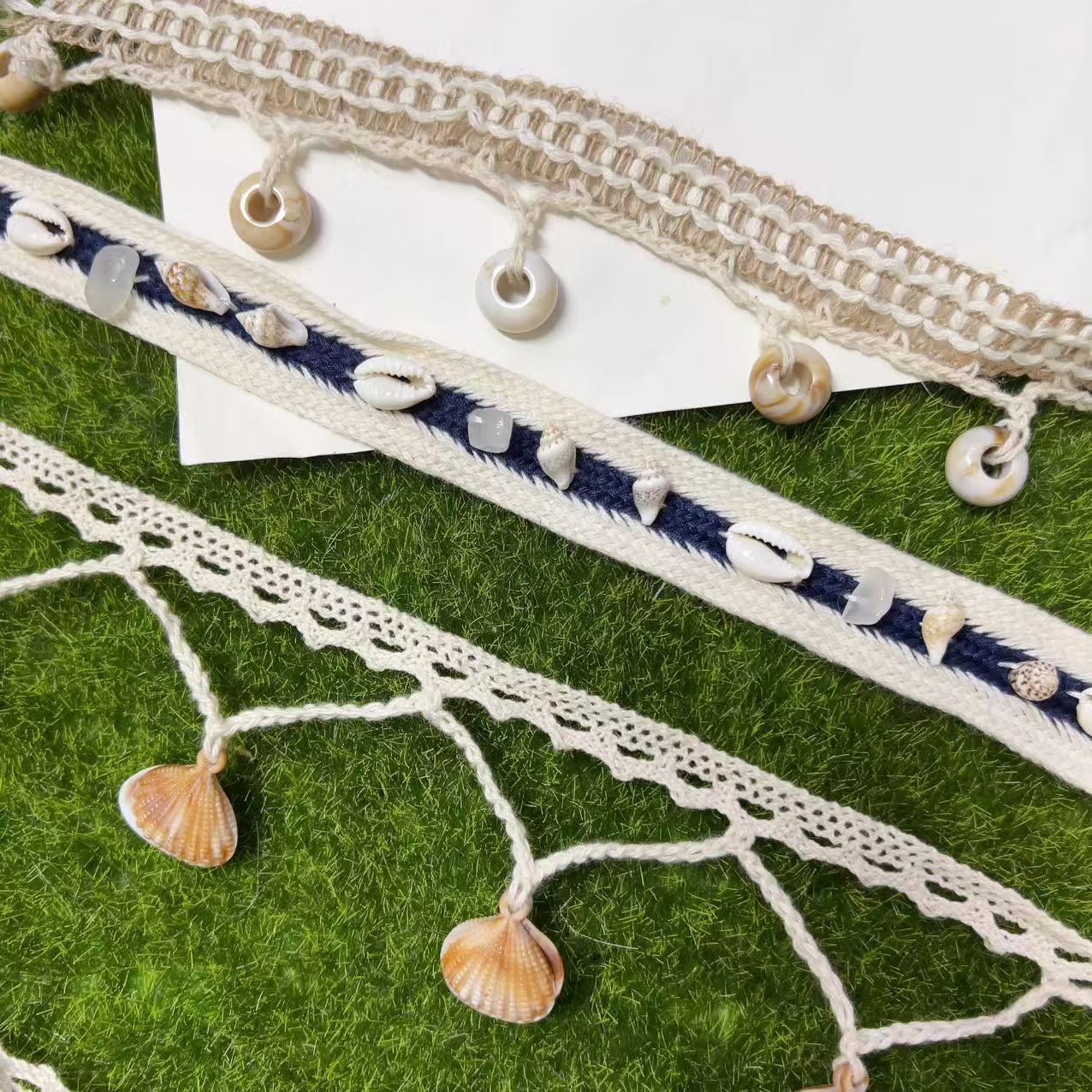 小香风钉珠吊坠织带亮片手勾珠子花边蕾丝裙摆贝壳流苏花边辅料