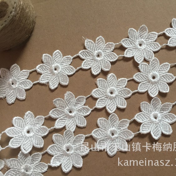 水溶蕾丝花边条码 婚鞋头饰服装蕾丝花朵 DIY婚纱礼服辅料