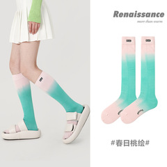 Original Renaissance Women's Gradient Color Knee-High Socks with INS Style Dopamine Trendy Socks Gift Box Set for Girls