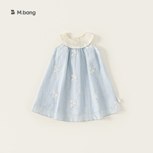 邦选童装儿童裙子夏季新品娃娃领刺绣小童碎花裙清新透气公主裙