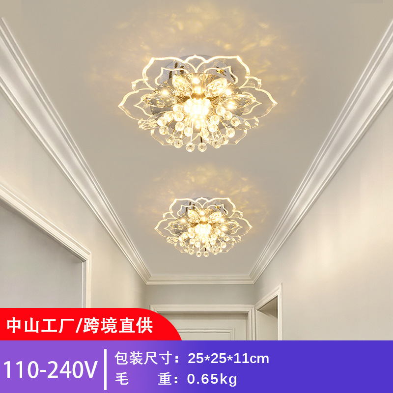 Zhongshan Factory Cross-Border Direct Supply 110-240V Embedded Crystal Lamp Corridor Lamp Modern Minimalist Living Room Ceiling Light