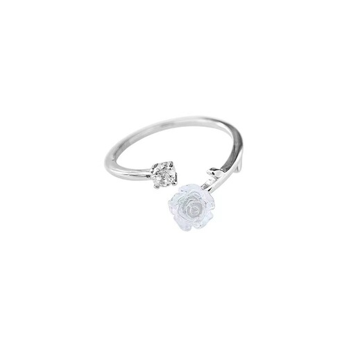 New camellia ring ins girl romantic French open index finger ring bestie niche design trendy hand jewelry