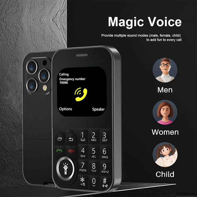 Cross-Border Mini Card Phone with Distinctive Appearance, 2g Button Phone, Dual Sim Dual Standby, Multi-Function, Multi-Language