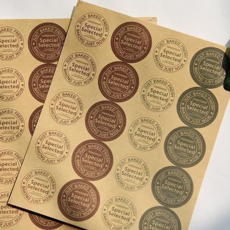 Sealing Sticker English Kraft Paper Round Sealing Sticker Hand-Made DIY Takeaway Label Decorative Envelope