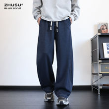 仿牛仔裤男2025新款秋季美式复古休闲裤子秋冬垂感直筒卫裤运动裤