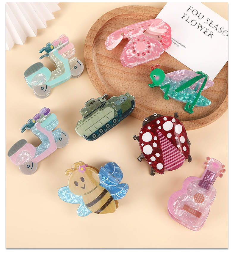 45g Weight Hair Claws Hair Accessories Type 1 Piece Quantity Cute Vacation Women's Guitar Insect Phone Acrylic Hair Claws