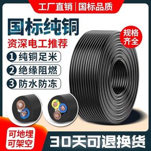 National Standard Pure Copper Cable Outdoor Waterproof, Anti-Freeze and Sun Protection Two-Phase Three-Phase 2-Core 3-Core 4-Core 2.5461016 Square
