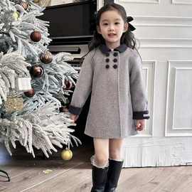 女童秋冬宝宝韩版双面羊绒新款秋冬呢大衣女孩中小童洋气中长款