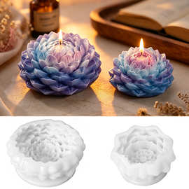 3d新款手工模莲花花朵模具大丽花石膏装饰摆件花朵香薰蜡烛模具