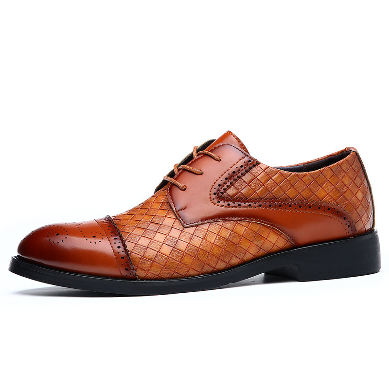 2024 High-end Leather Shoes Men's Business British Dress Breathable Lace-up Fashionable Leather Carved Brogue Men's Shoes