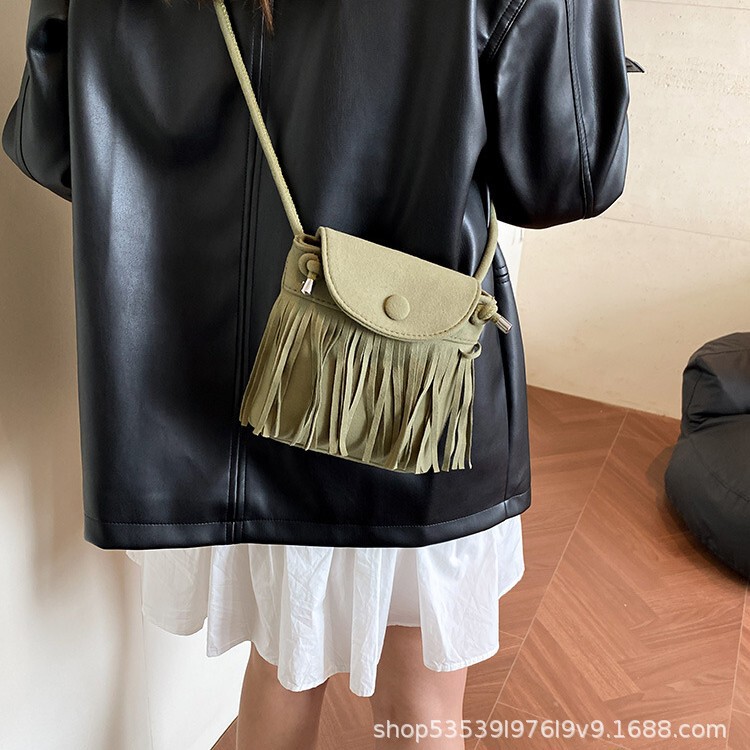 Tassel Bag Brown Retro Western Cowboy Bag Niche Ethnic Style Bohemian Crossbody Bag Women's Trendy Travel