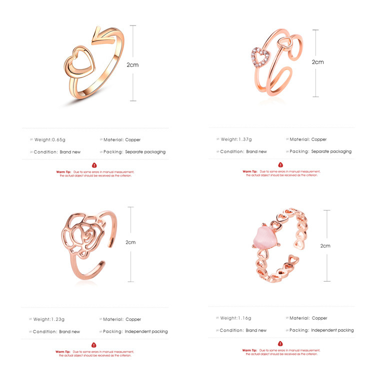 Mode Blatt Schmetterling Kette Zirkon Offenen Ring Großhandel display picture 2