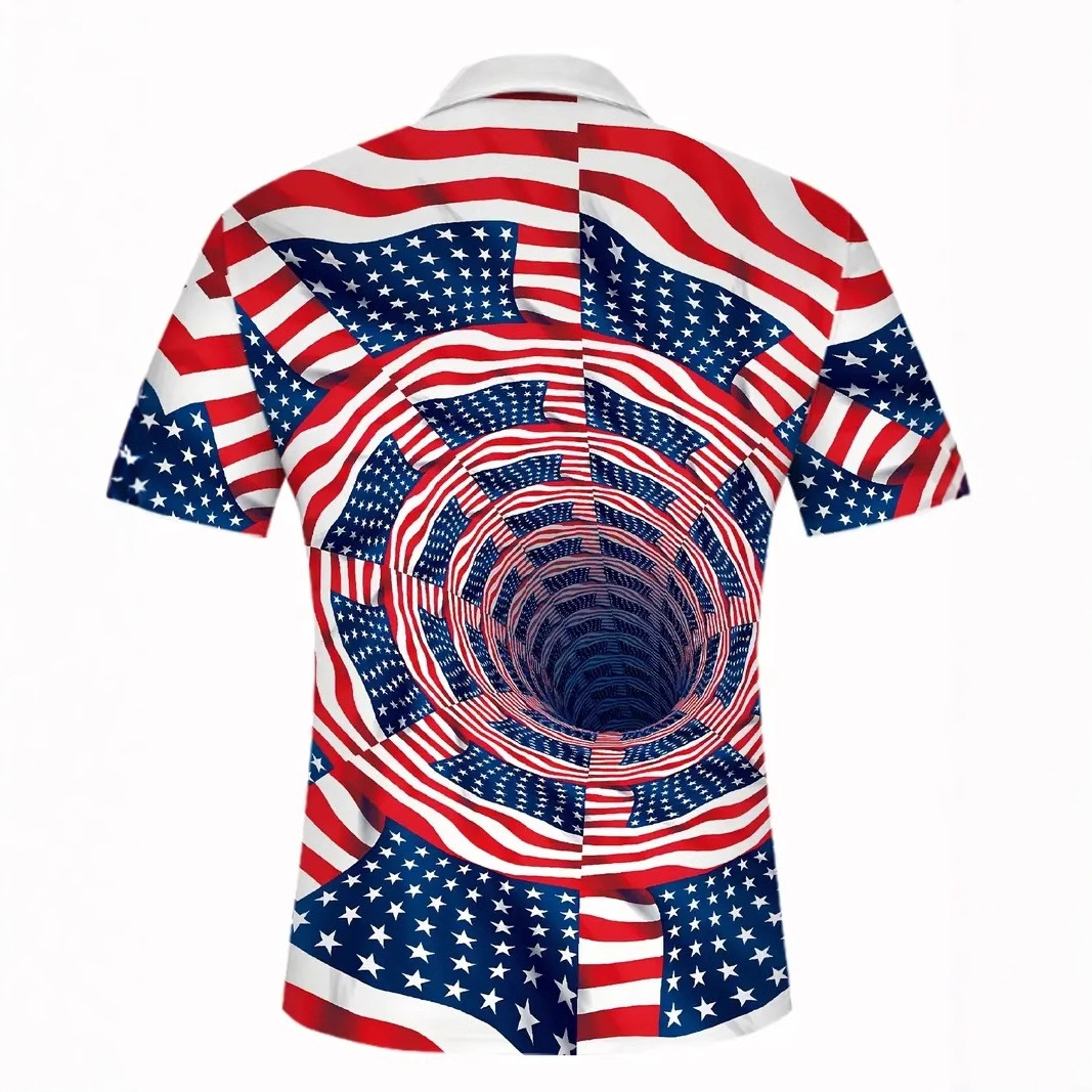 Camisa POLO con cremallera suelta de manga corta con estampado 3D de vórtice visual de bandera australiana clásica para hombres