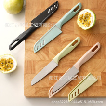 水果刀不锈钢小刀礼品便捷家用塑料手柄一元瓜果削皮刀阳江批发