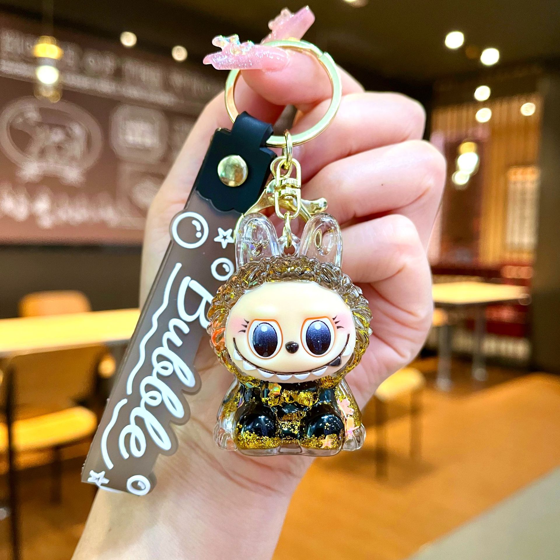 Red red acrílico tela pequeña arena flotante llavero lindo muñeca caja ciega adornos bolsos colgantes regalo llavero